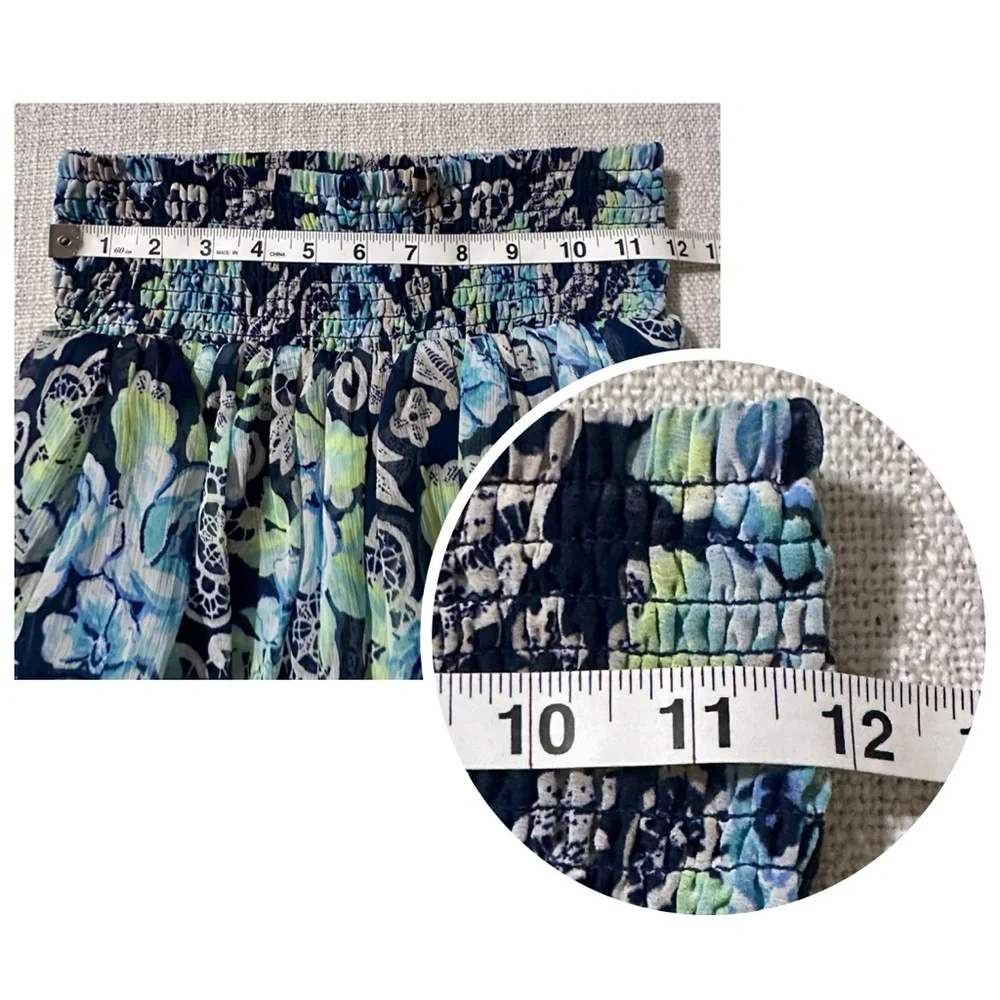 JUSTICE Floral Tiered Skirt Built-in Shorts Blue Green Sheer Fairycore Girl 12